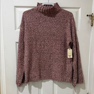 Cozy Mock Neck Women's Sweater in Dusty Rose